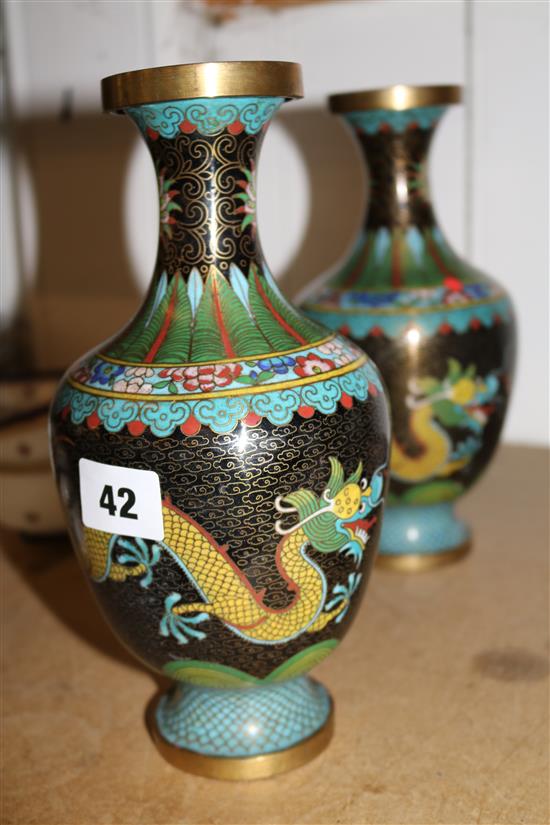 Pair Chinese cloisonne vases